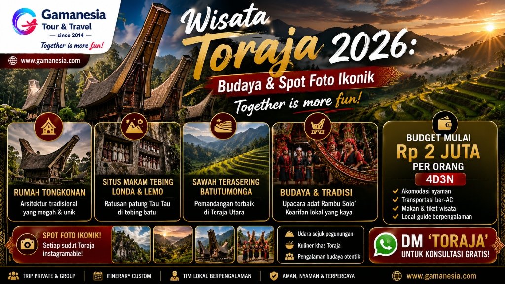 Wisata Toraja 2026: Budaya Unik, Rumah Adat Ikonik, dan Spot Foto yang Belum Banyak Dieksplor | Gamanesia