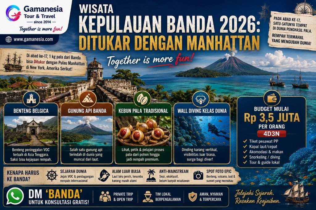 Wisata Kepulauan Banda 2026: Pulau Kecil yang Pernah Ditukar dengan Manhattan, New York | Gamanesia