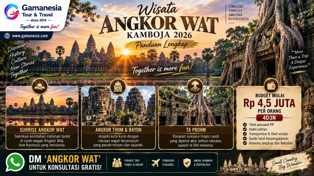 Wisata Angkor Wat, Kamboja 2026: Kompleks Candi Terbesar di Dunia yang Wajib Masuk Bucket List | Gamanesia