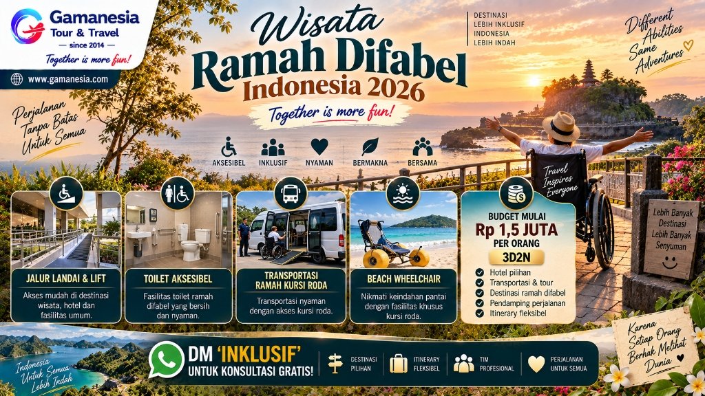 Wisata Ramah Difabel Indonesia 2026: Karena Liburan yang Menyenangkan Seharusnya Bisa Dinikmati Semua Orang | Gamanesia